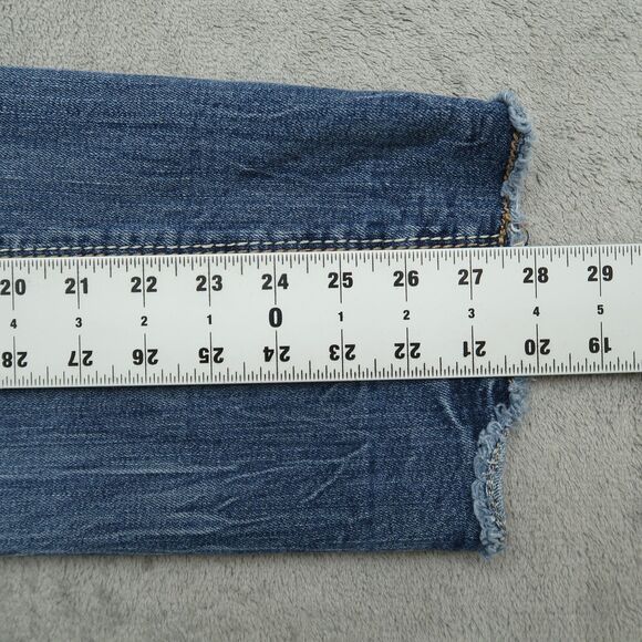 Ariya Jeans Womens Size 13/14 Blue Low-Rise Straight Denim 27.5"Inseam Destroyed - Picture 4 of 14